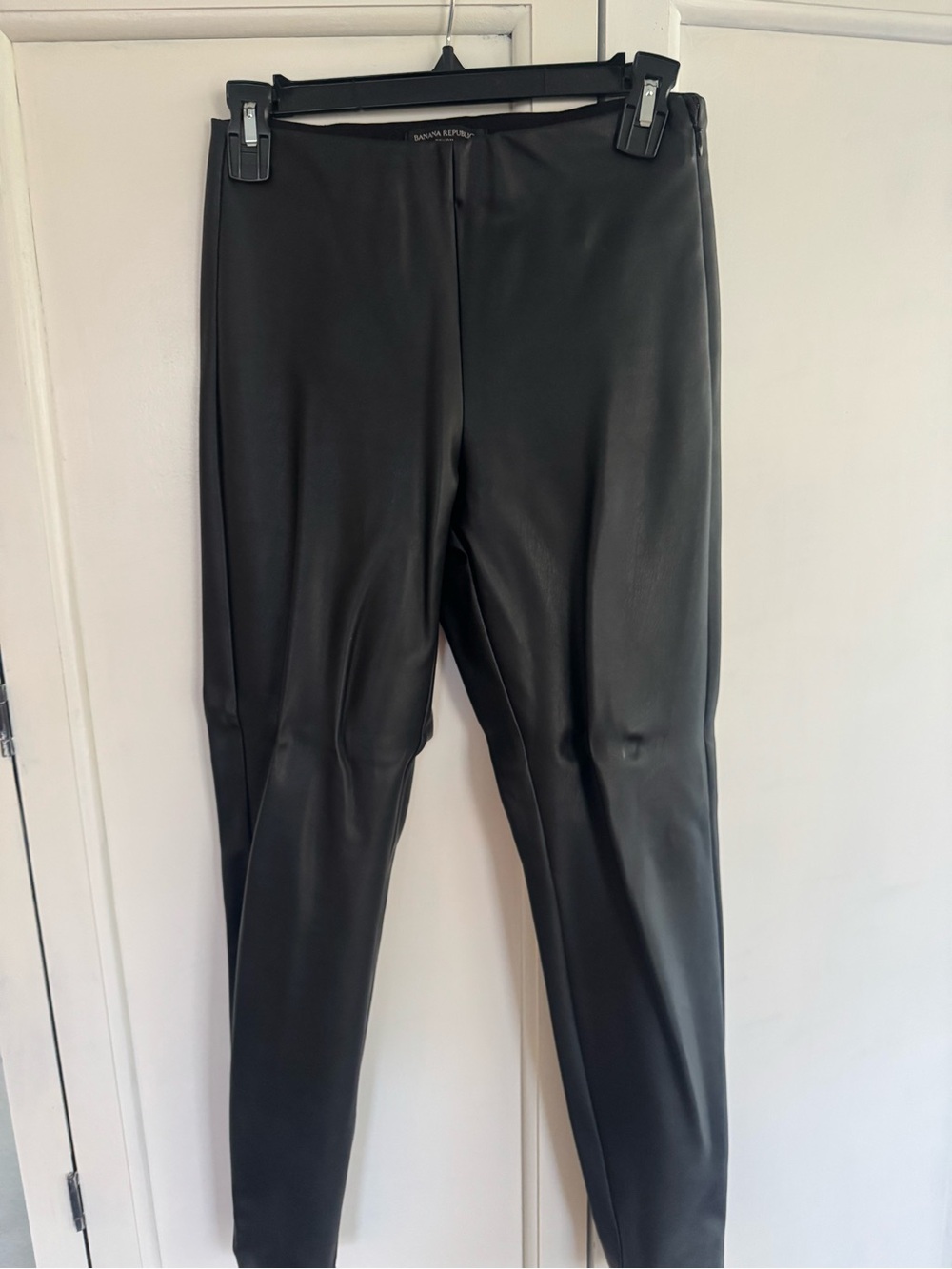 Banana republic Faux Leather Black Ponte side zip pants